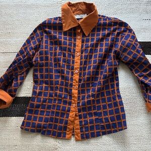 Vintage Checkered Cotton Button-Up Shirt
